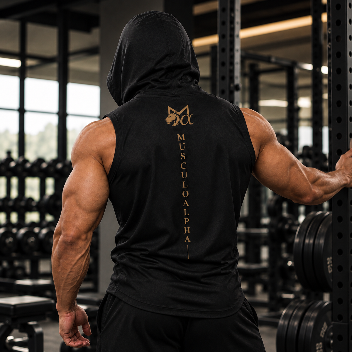Alpha Zip-Up Hooded Gym Vest