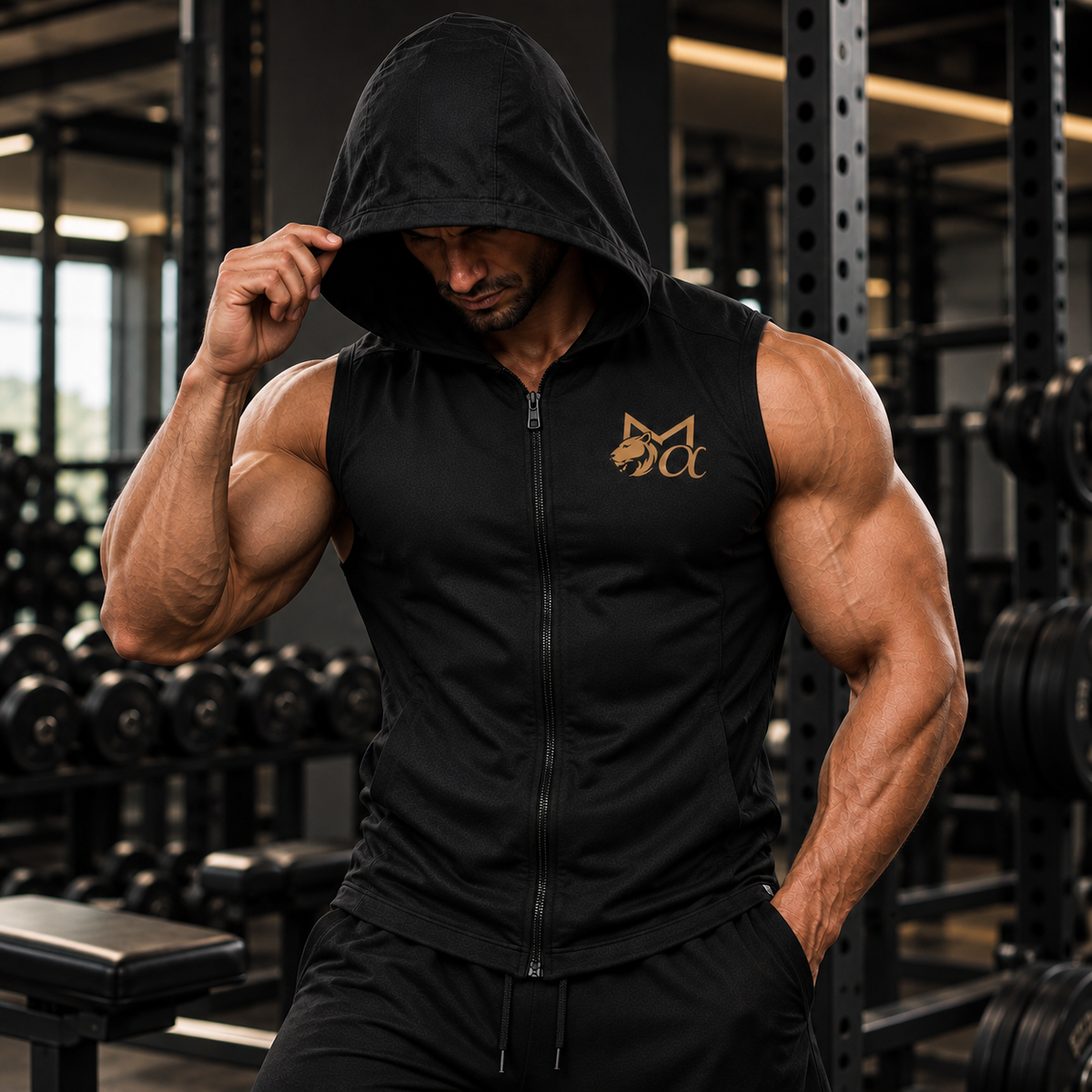 Alpha Zip-Up Hooded Gym Vest