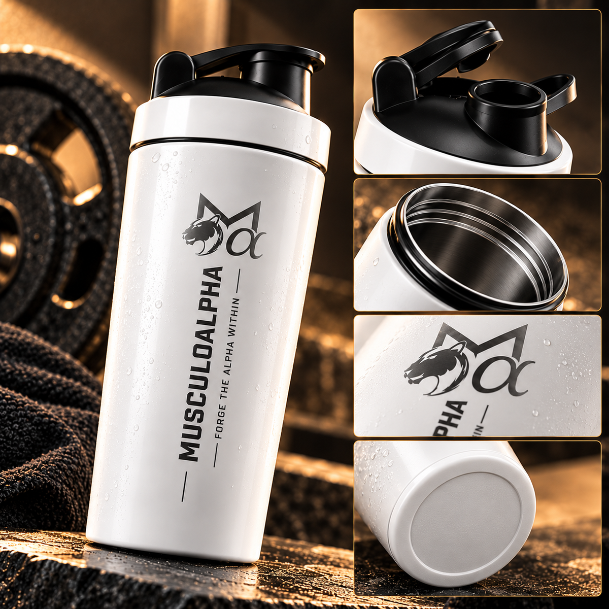 Alpha Premium Protein Shaker (White)
