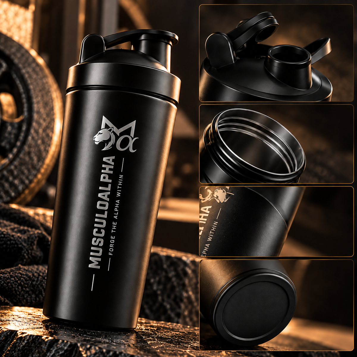 Alpha Premium Protein Shaker (black )