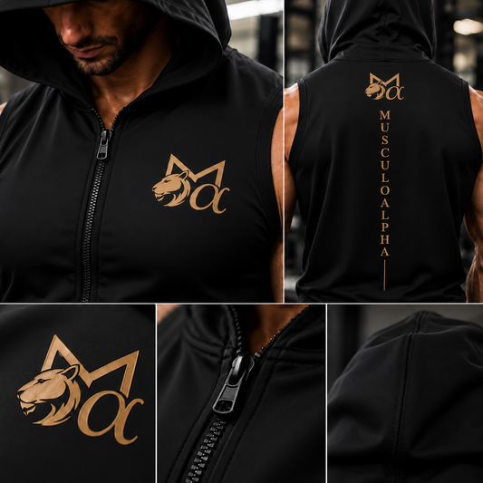 Alpha Zip-Up Hooded Gym Vest